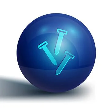 Blue Metallic nails icon isolated on white background. Blue circle button Stock Illustration
