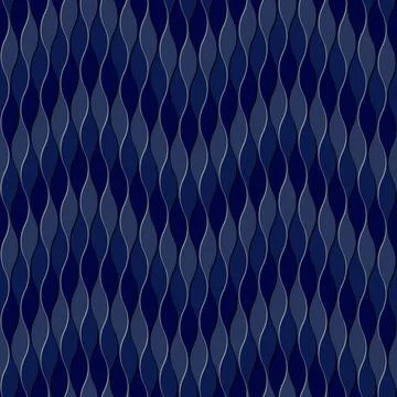 Blue metallic  seamless pattern with vertical curvy  lines.  Stock Illustration