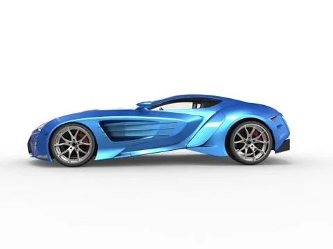 Blue metallic supercar - side view Stock Illustration