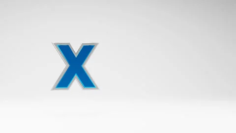 Blue Metallic X Text Spinning on Studio Light Gray Background Stock Footage 234413451