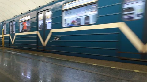 Blue metro train Stock Footage 122072914