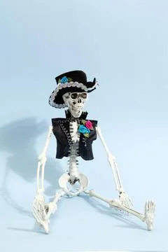 Blue mexican skeleton Stock Photos
