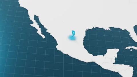 Blue Mexico 3d map with pointer pin surrounded with other countries in white Stock Footage 315899953