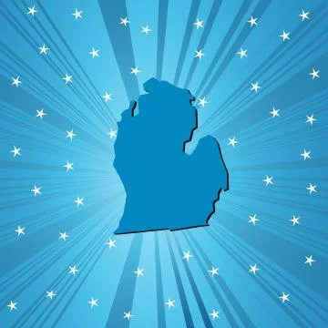 Blue Michigan map Stock Illustration