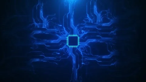 Blue Microchip Circuit Technology Background Stock Footage 333854762
