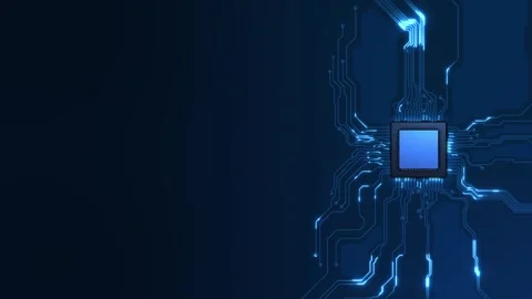 Blue Microchip Circuit Technology Background, Modern processor lines spreading t Video stock 342782137