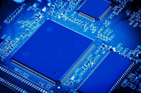 Blue microchip electronic Stock Photos