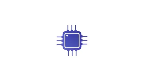 Blue Microchip Icon on animation White Background processor computer Stock Footage 321855045