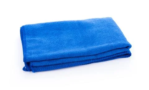 Blue Microfiber Cloth Isolated on White Background Fotos Stock