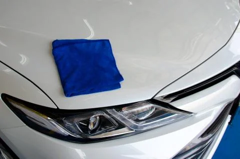Blue microfiber cloth Stock Photos