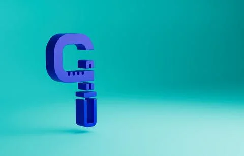 Blue Micrometer icon isolated on blue background. Measuring engineer tool Stock Illustration