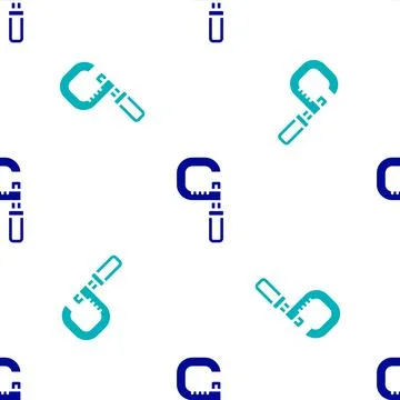 Blue Micrometer icon isolated seamless pattern on white background. Measuring Stock Illustration
