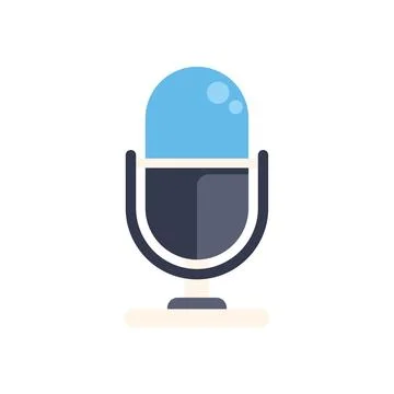 Blue microphone broadcasting audio content for podcast or radio show Stock Illustration