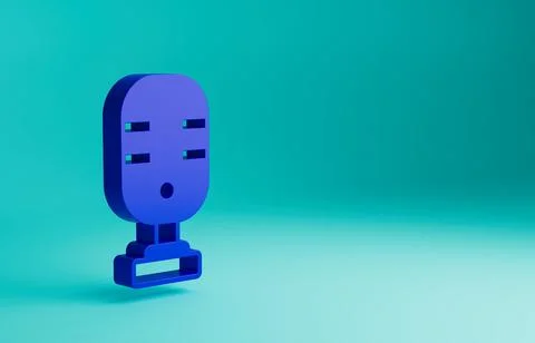 Blue Microphone icon isolated on blue background. On air radio mic microphone Illustrazione stock