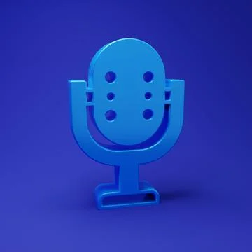 Blue Microphone icon isolated on blue background. On air radio mic micropho.. Illustrazione stock