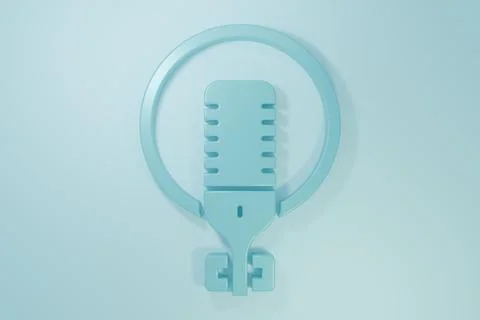 Blue Microphone icon isolated on blue background. On air radio mic micropho.. Stock Illustration