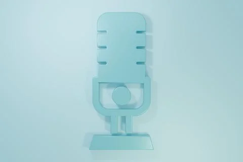 Blue Microphone icon isolated on blue background. On air radio mic micropho.. Stock Illustration