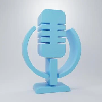 Blue Microphone icon isolated on grey background. On air radio mic micropho.. Stock Illustration