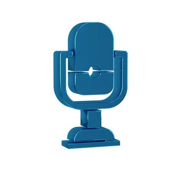 Blue Microphone icon isolated on transparent background. On air radio mic m.. Illustrazione stock