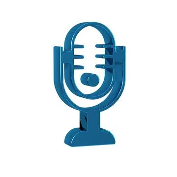 Blue Microphone icon isolated on transparent background. On air radio mic m.. Illustrazione stock