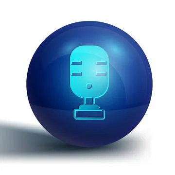 Blue Microphone icon isolated on white background. On air radio mic microphon Stock Illustration