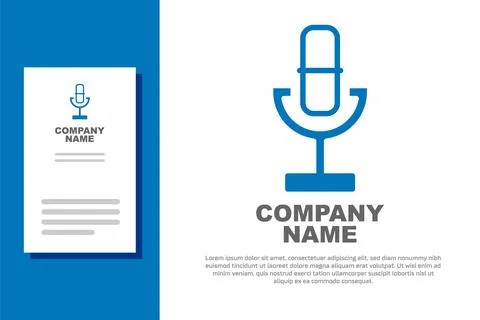 Blue Microphone icon isolated on white background. On air radio mic microph.. Stock Illustration