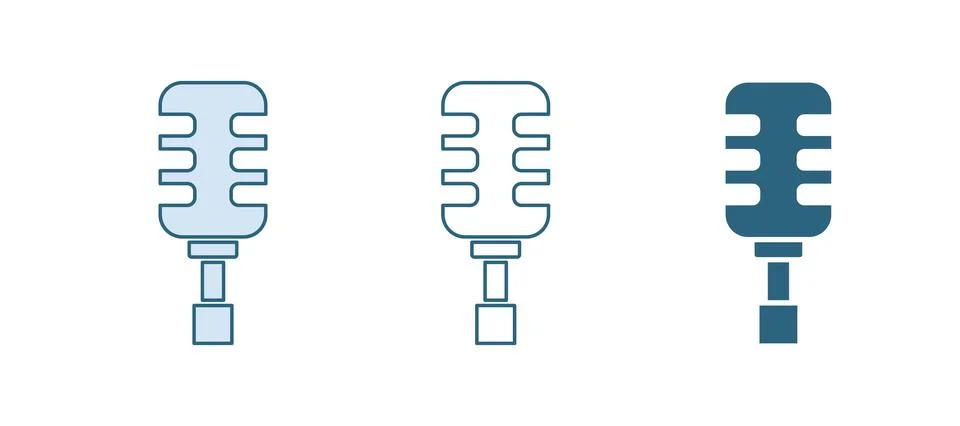 Blue Microphone icon isolated on white background. On air radio mic microph.. Stock Illustration