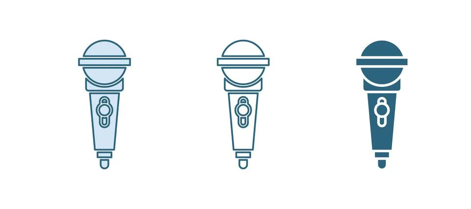 Blue Microphone icon isolated on white background. On air radio mic microph.. Stock Illustration