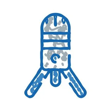 Blue microphone icon representing sound recording and podcasting Stock Illustration