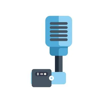 Blue microphone recording audio with buttons on device for volume control Stock Illustration