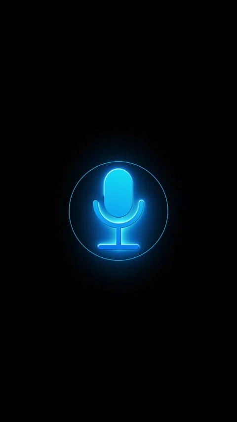 Blue Microphone Voice Control AI Assistant Icon Stock Footage 341354784