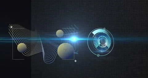 Blue microprocessor connections over globe against black background Stock Footage 330664273