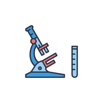 Blue Microscope and Test Tube vector concept colored icon Illustrazione stock