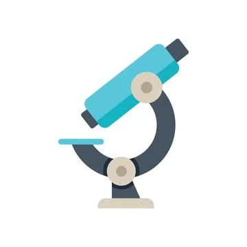 Blue microscope focusing on a sample on white background イラスト素材