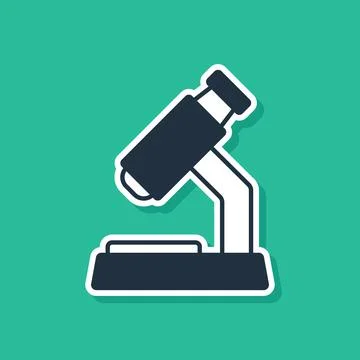 Blue Microscope icon isolated on green background. Chemistry, pharmaceutical イラスト素材
