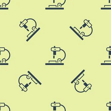 Blue Microscope icon isolated seamless pattern on yellow background. Chemistry 库存插图