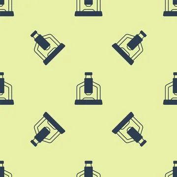 Blue Microscope icon isolated seamless pattern on yellow background. Chemistry Stock Illustration