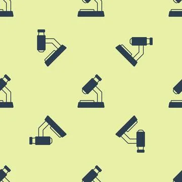 Blue Microscope icon isolated seamless pattern on yellow background. Chemis.. Illustrazione stock