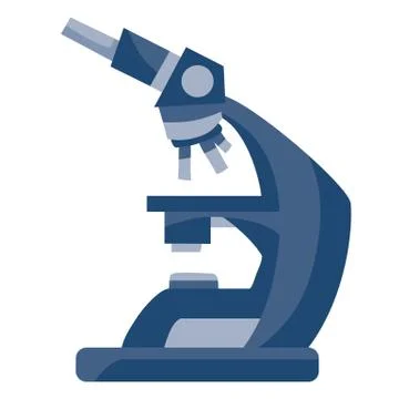 Blue microscope for the laboratory, isolated object on a white background, icon Illustrazione stock