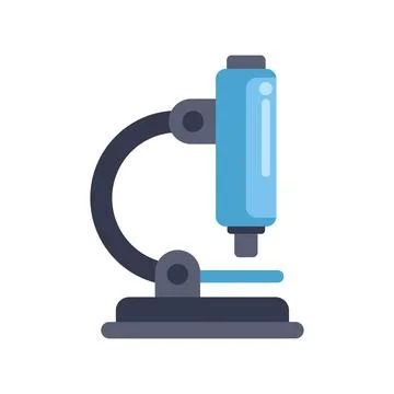 Blue microscope standing on a table for scientific research Illustrazione stock
