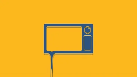 Blue Microwave oven icon isolated on orange background. Home appliances icon. 4K Stock Footage 234284113