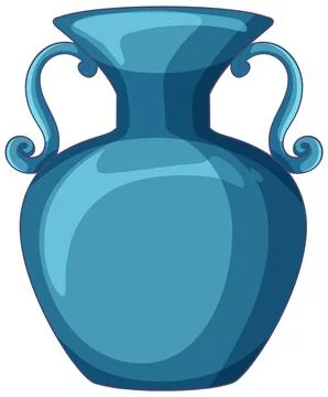 Blue Middle Eastern Ceramic Vase with Curved Handles Illustration