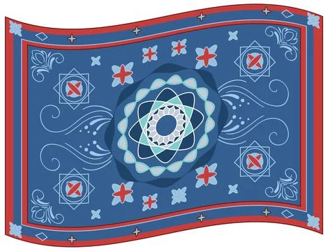 Blue Middle Eastern Geometric Patterned Carpet Illustration Stock Illustration