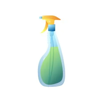 Blue middle volume bottle for liquid window cleaner isolated on white background Stock Illustration