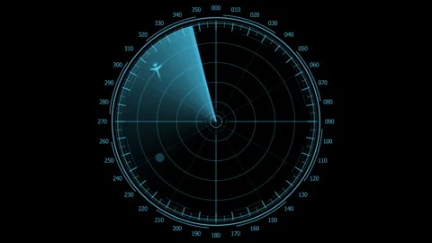Blue Military Radar Screen Tracking an Airplane and Two Approaching UAP Targets 스톡 동영상 336815974