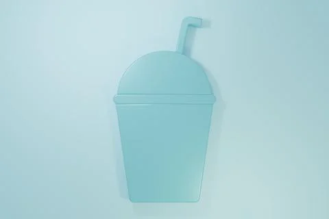 Blue Milkshake icon isolated on blue background. Plastic cup with lid and s.. Stock Illustration