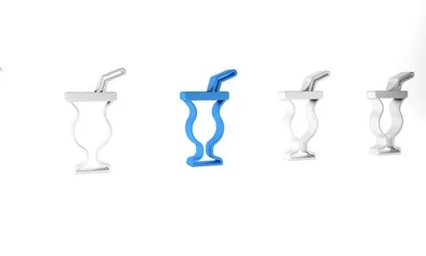 Blue Milkshake icon isolated on white background. Plastic cup with lid and .. Stock Illustration