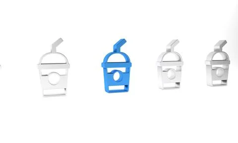 Blue Milkshake icon isolated on white background. Plastic cup with lid and .. Stock Illustration