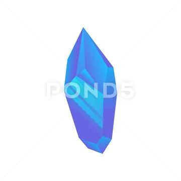 Blue mineral, crystal, gem, precious gemstone or semiprecious stone vector Stock Illustration