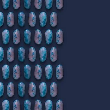 Blue Mineral Gemstones composition 3D illustration Render. Stock Illustration
